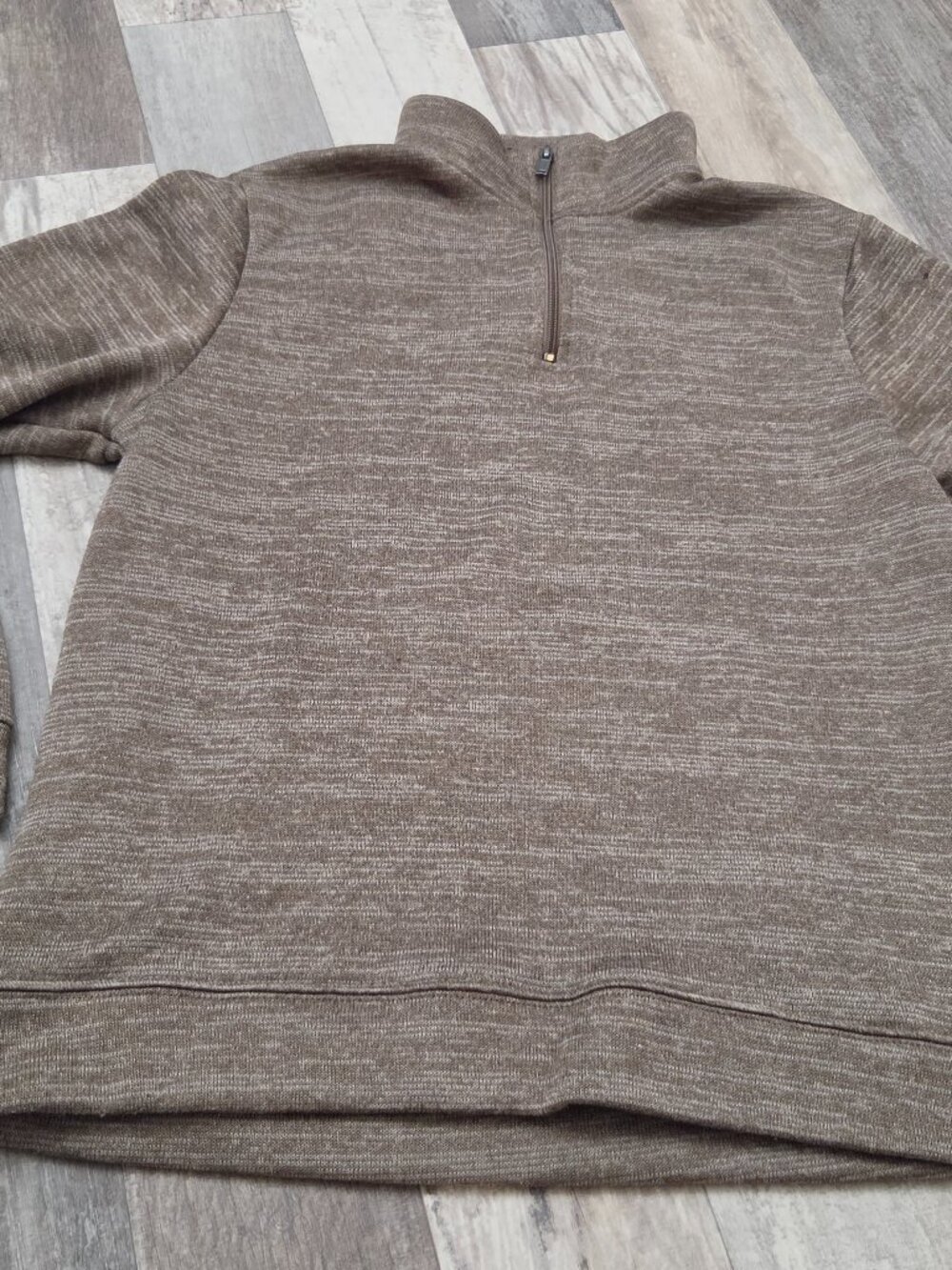 Men's Old Navy Quarter Zip Beige Brown Long Sleeve Pullover Size Extra Large XL